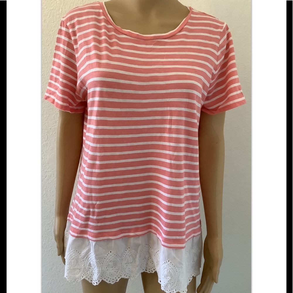 LOFT Women’s blouse short sleeve Sz L cotton Casual everyday